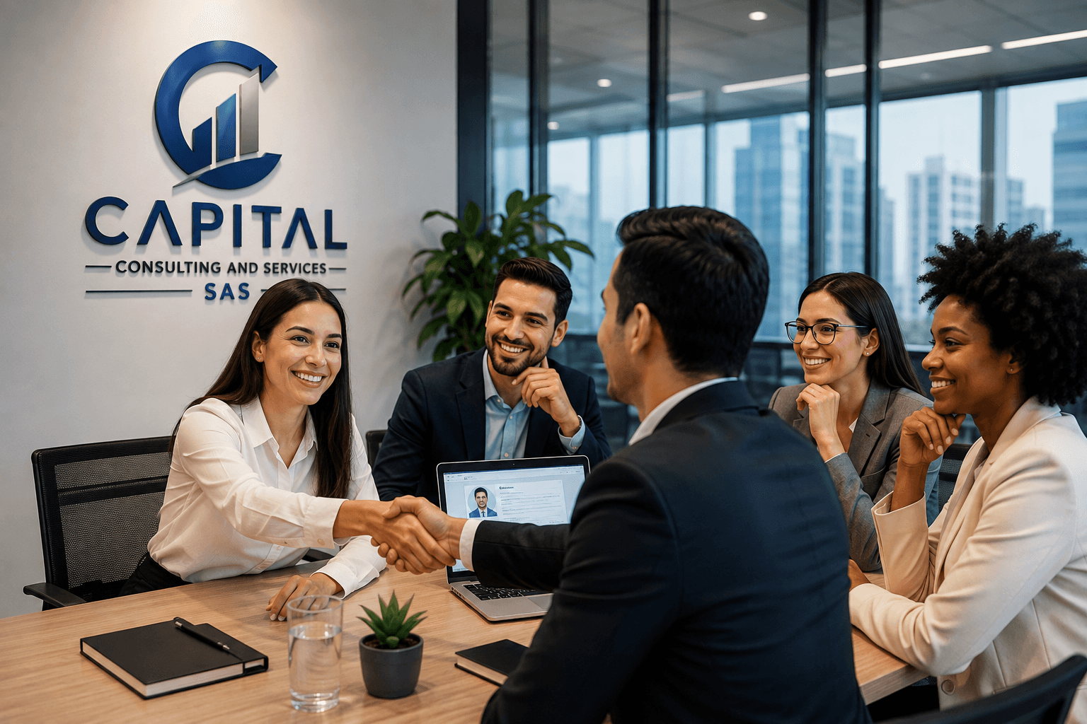 Consultor de Capital Staffing validando la contratación de un candidato junto a su equipo