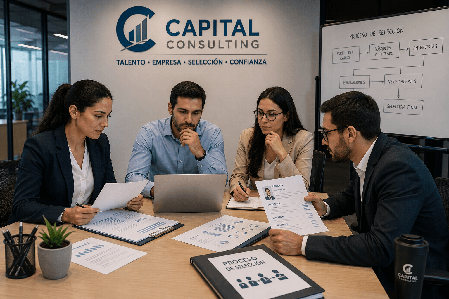 Comité de Capital Staffing evaluando el proceso de selección de un candidato