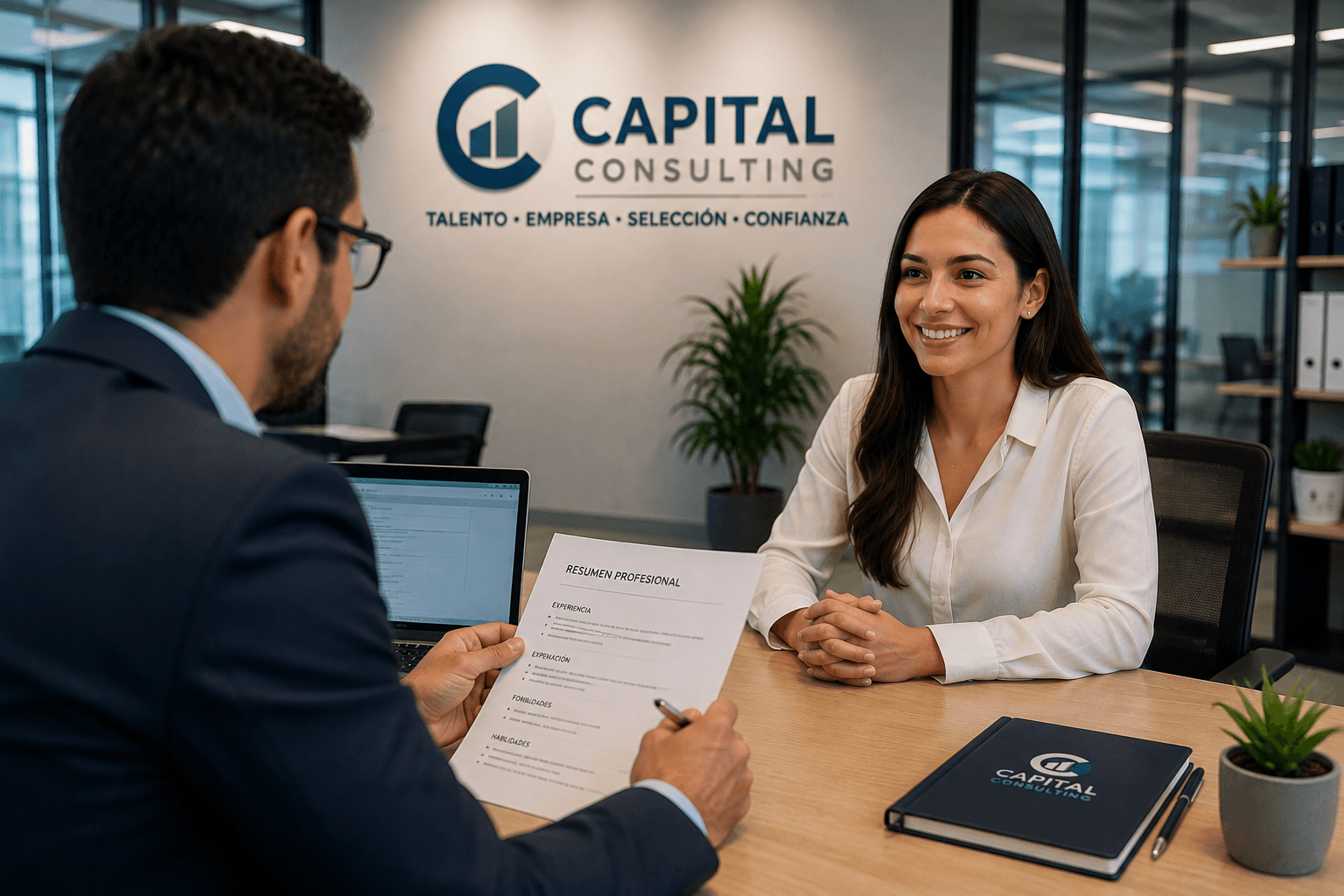 Entrevista de selección de Capital Staffing con revisión de hoja de vida