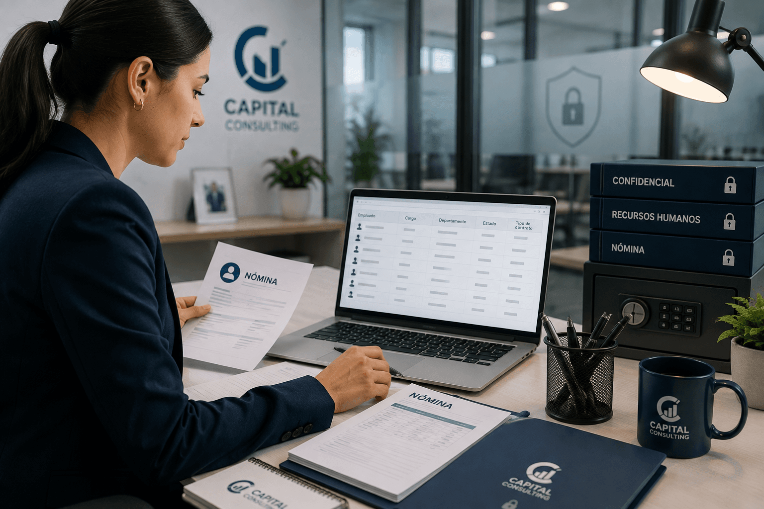 Analista de Capital Business Services revisando la liquidación de nómina