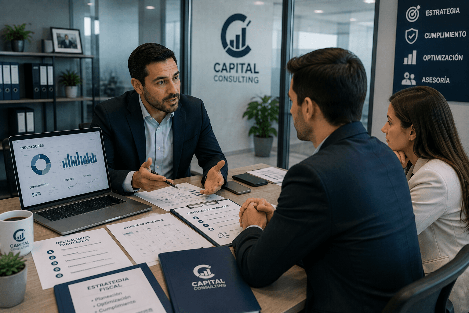 Asesor tributario de Capital Business Services explicando indicadores de cumplimiento