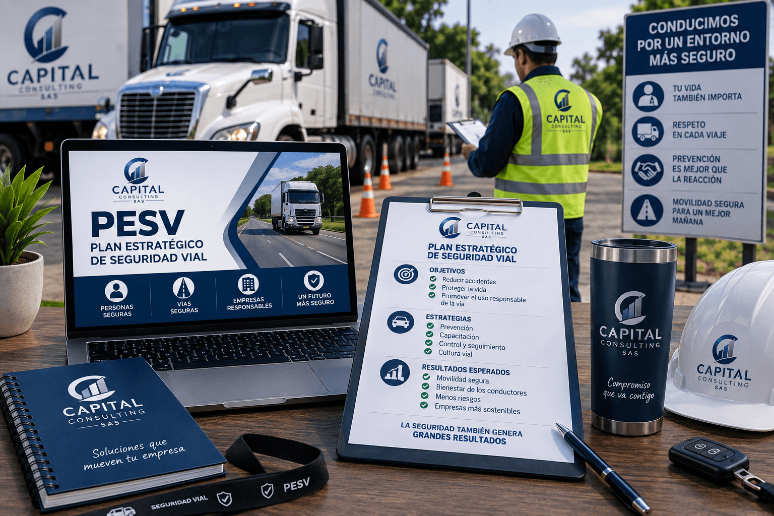 Materiales del Plan Estratégico de Seguridad Vial (PESV) de Capital Consulting