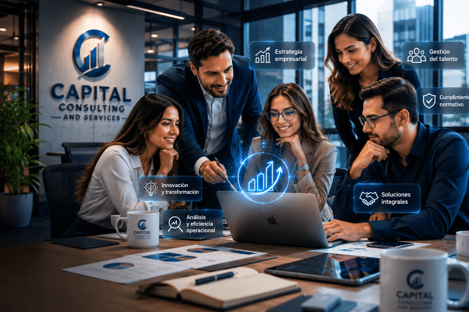 Equipo de Capital Consulting definiendo la estrategia de un proyecto