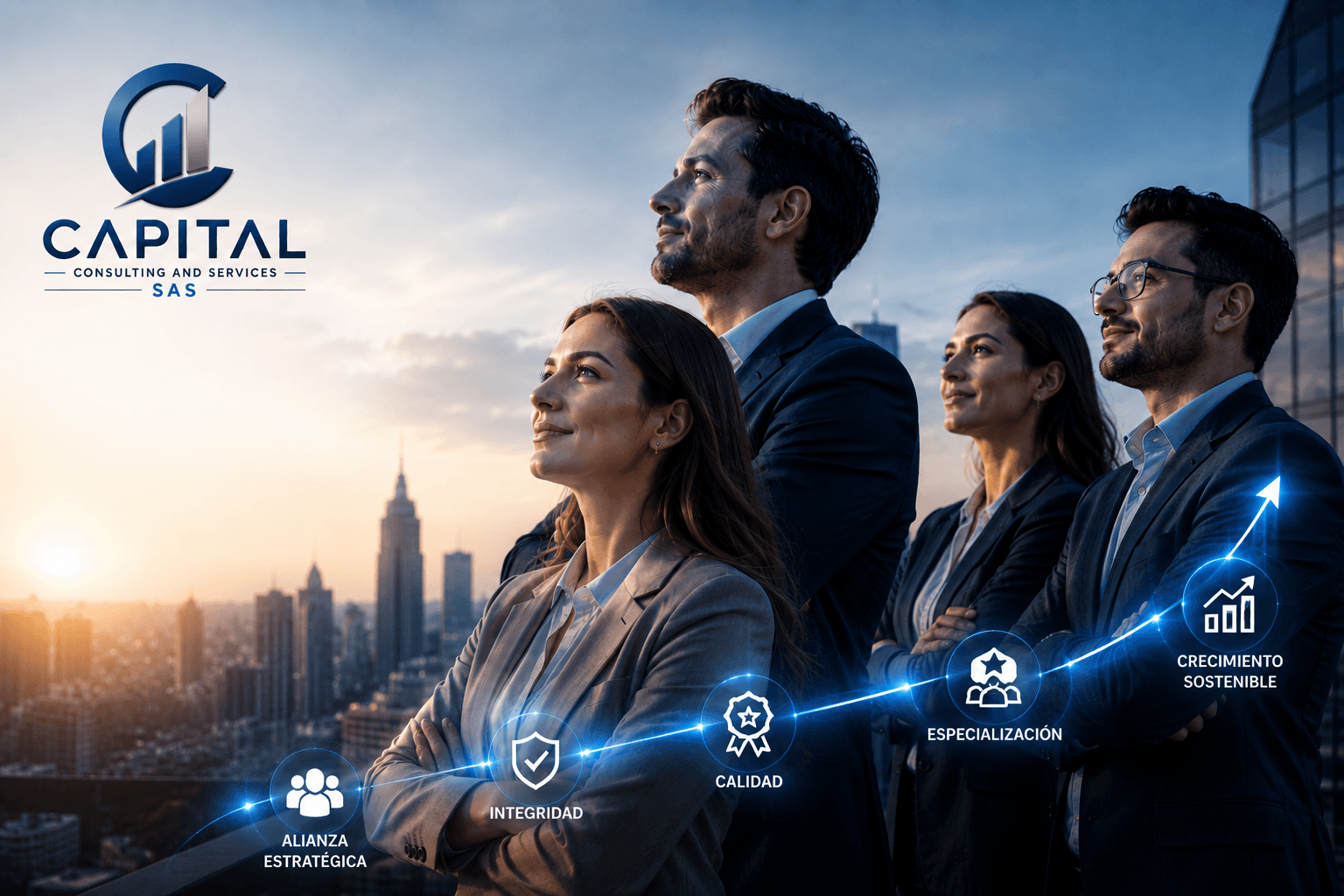 Profesionales de Capital Consulting proyectando el crecimiento sostenible hacia 2030