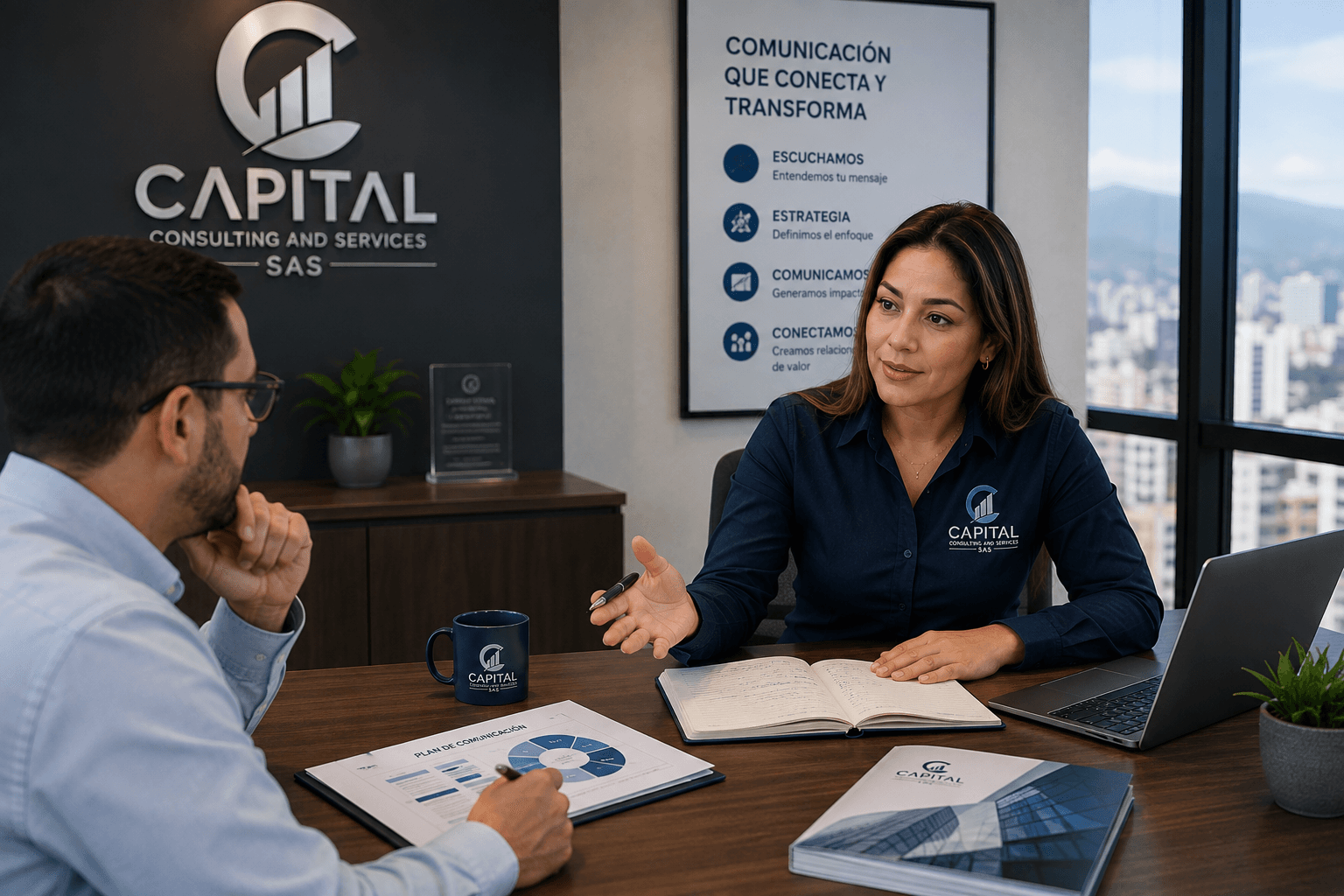 Asesor de Capital Consulting atendiendo una comunicación con un cliente